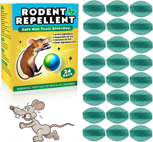 24Pcs Peppermint Oil Rodent Repellent Balls - Safe & Effective