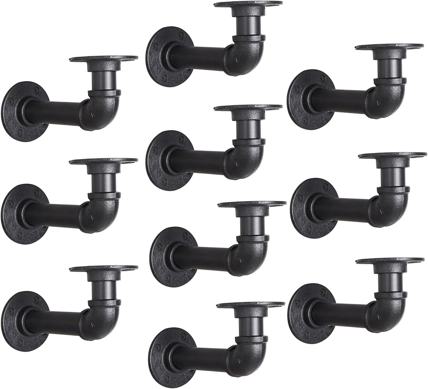 Industrial Pipe Shelf Brackets for 8-16 in Depth Wood Support