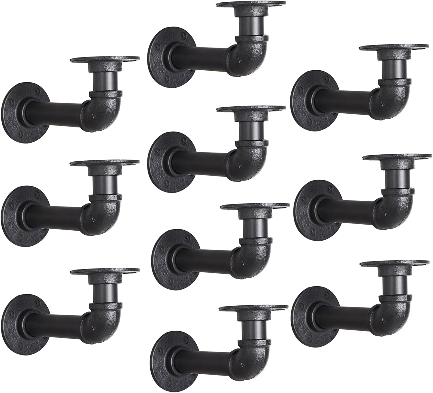 Industrial Pipe Shelf Brackets for 8-16 in Depth Wood Support