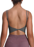 Aoxjox Women's Workout Sports Bra Crop Tank - Twist Back Comfort Bras