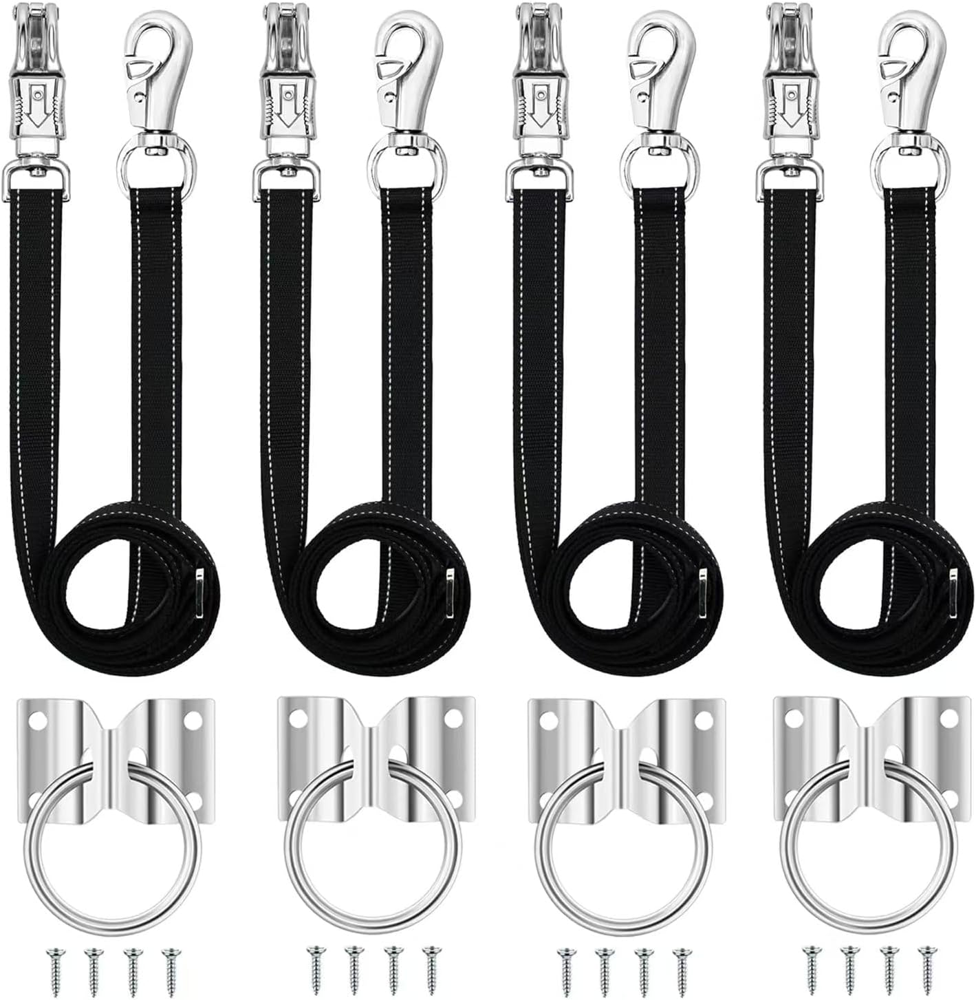 4 Pack Heavy-Duty Cross Ties for Horse with Adjustable Features
