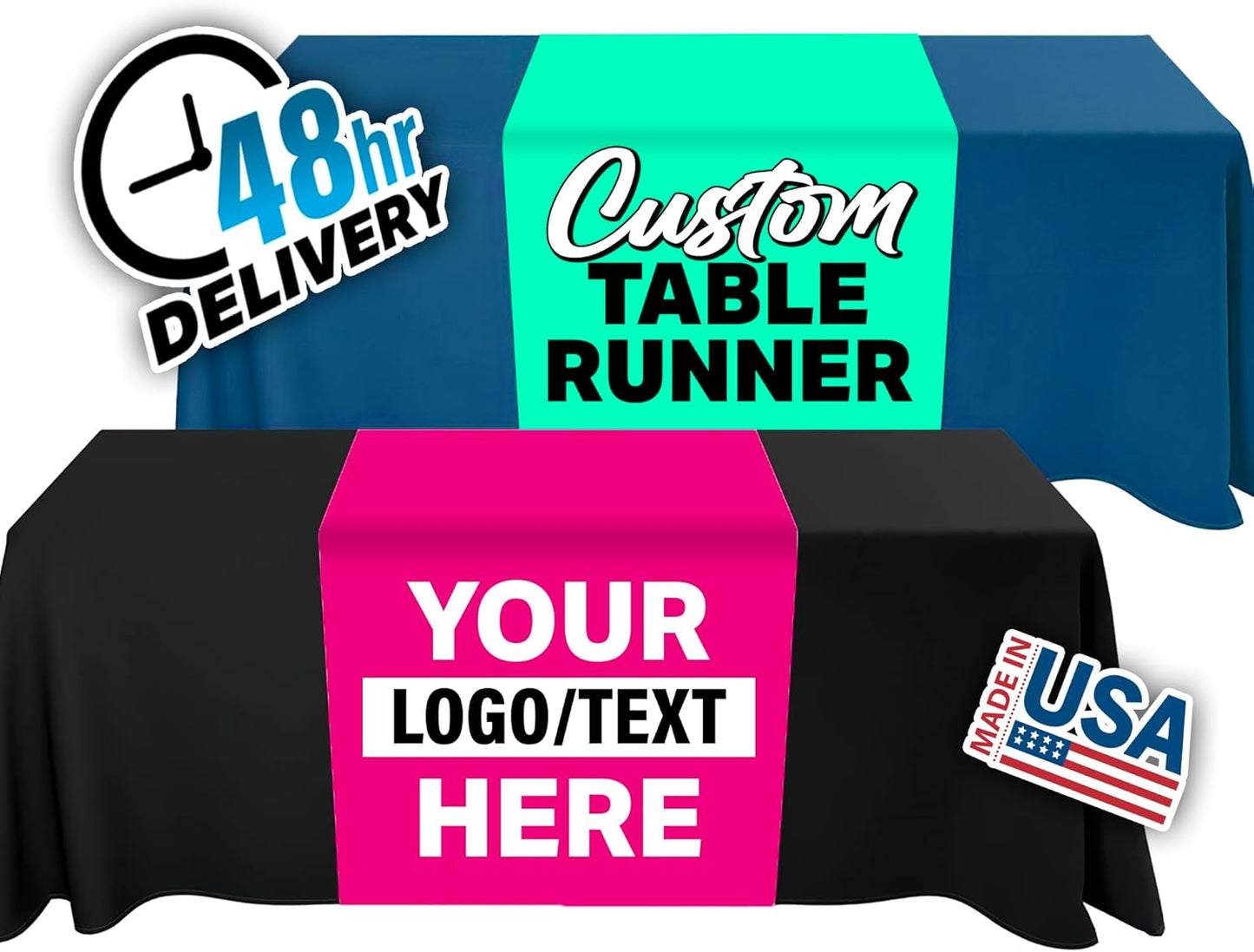 Custom Table Runner Cover with Logo Text for Business Events