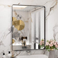 WEER Black Bathroom Mirror 28x36 in - Durable Tempered Glass Vanity