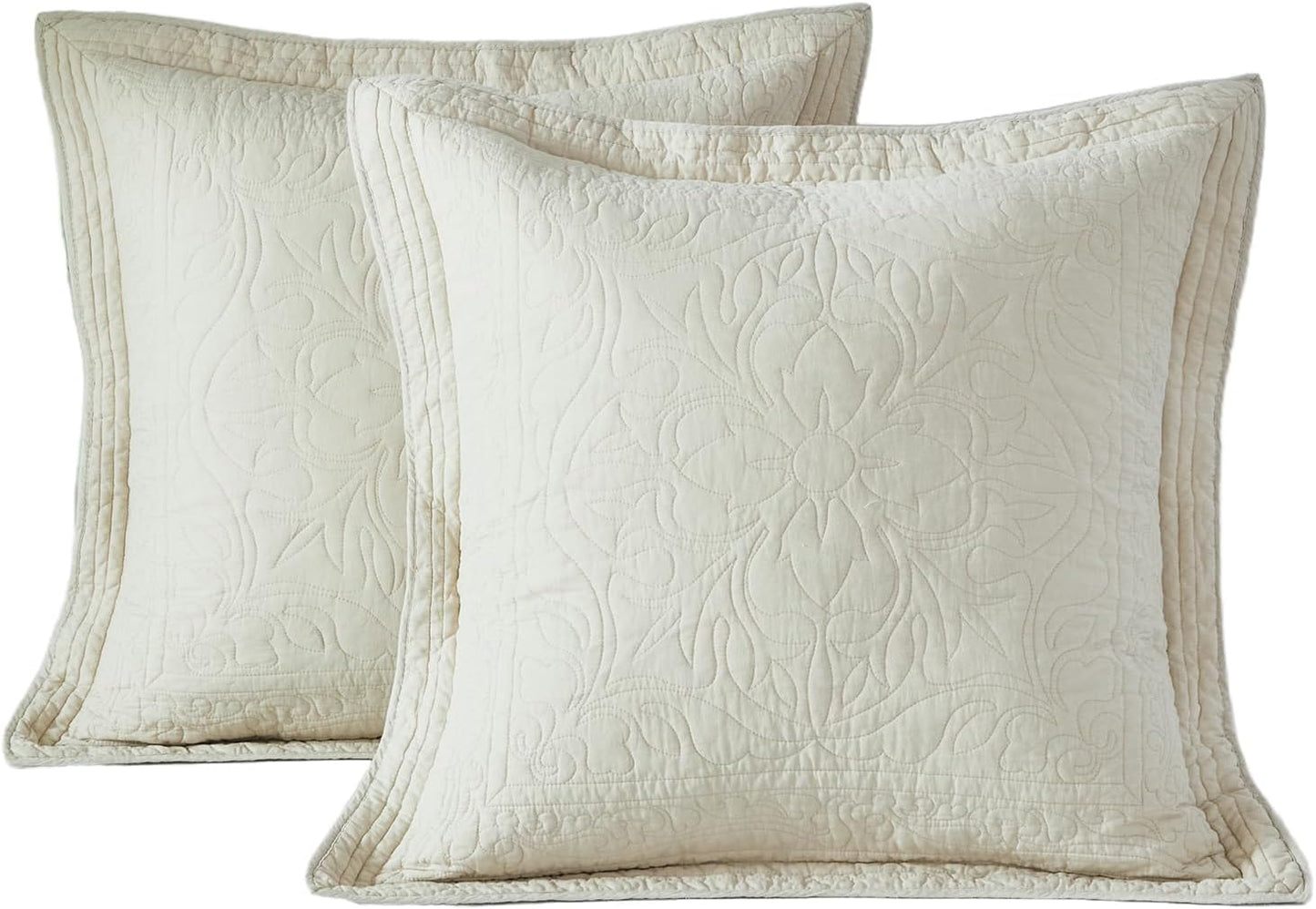 WINLIFE 100% Cotton Quilted Euro Sham Covers for Stylish Bedding