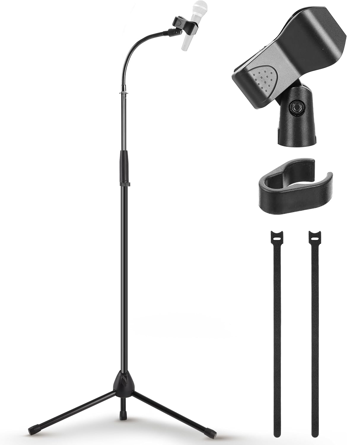 Adjustable Tripod Mic Stand with Gooseneck for Musicians