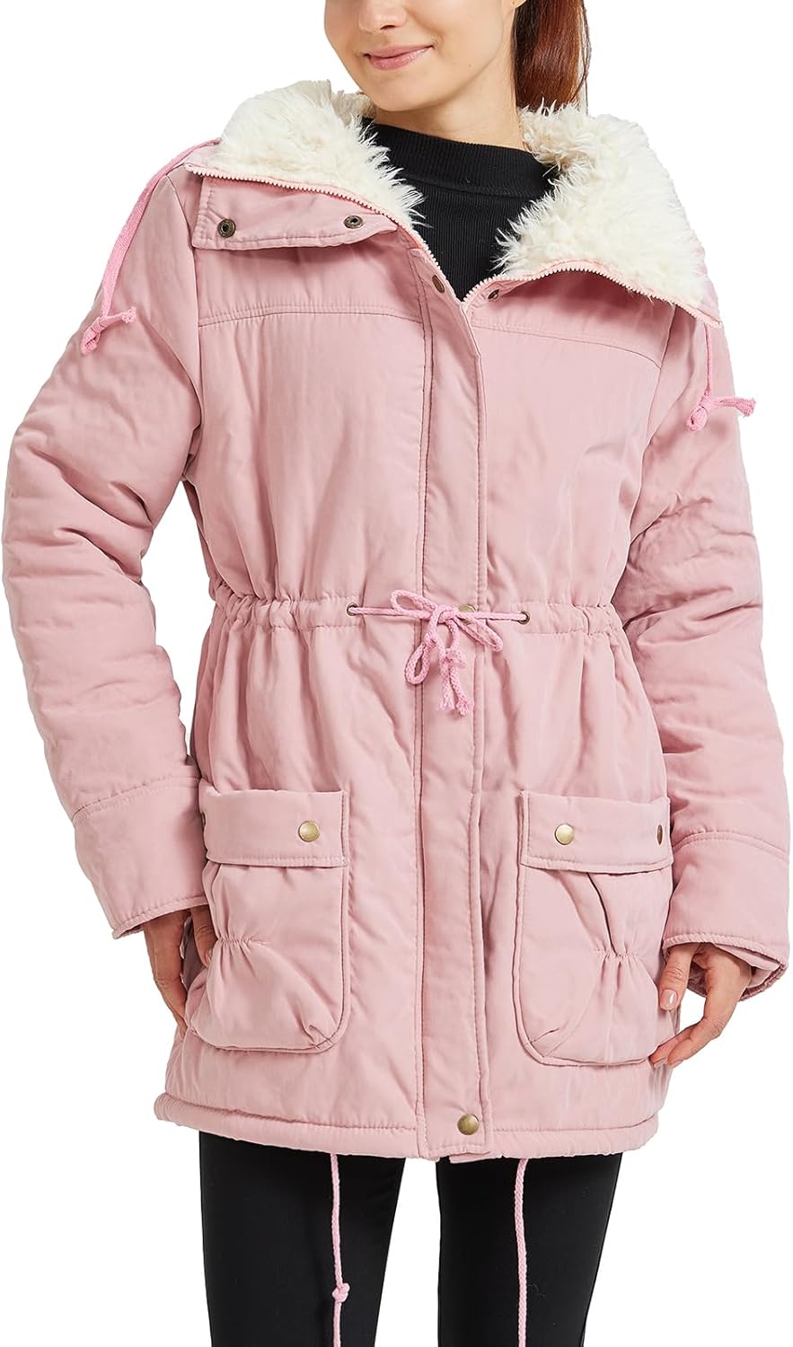 Women's Winter Mid Length Thick Warm Faux Lamb Wool Jacket