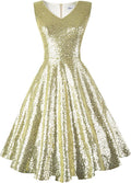 Dressever Women's 50s 60s Vintage Sleeveless Cocktail Party Dress high
