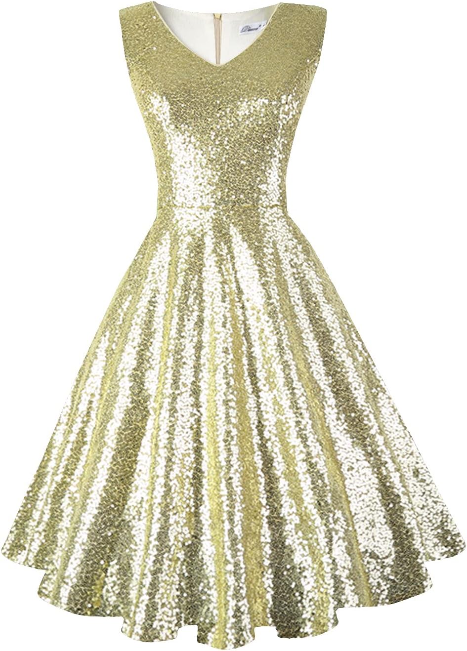 Vintage Sleeveless Cocktail Party Dress with Pockets for Women