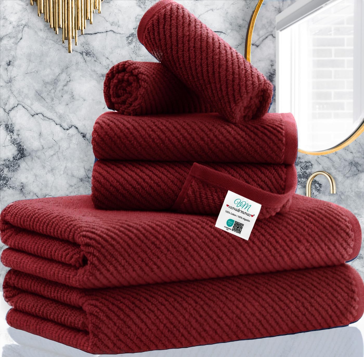 Luxurious 6-Piece Burgundy Towel Set for Ultimate Comfort
