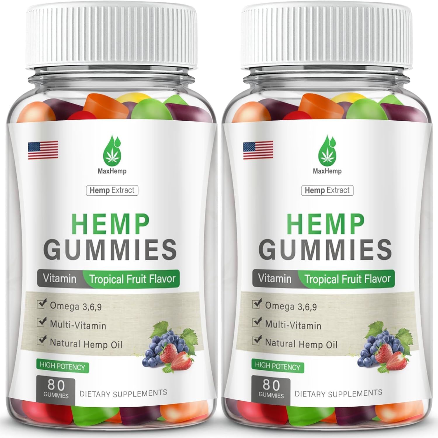 Hemp Gummies - 100% Natural Organic Extra Strength Vegan Candy