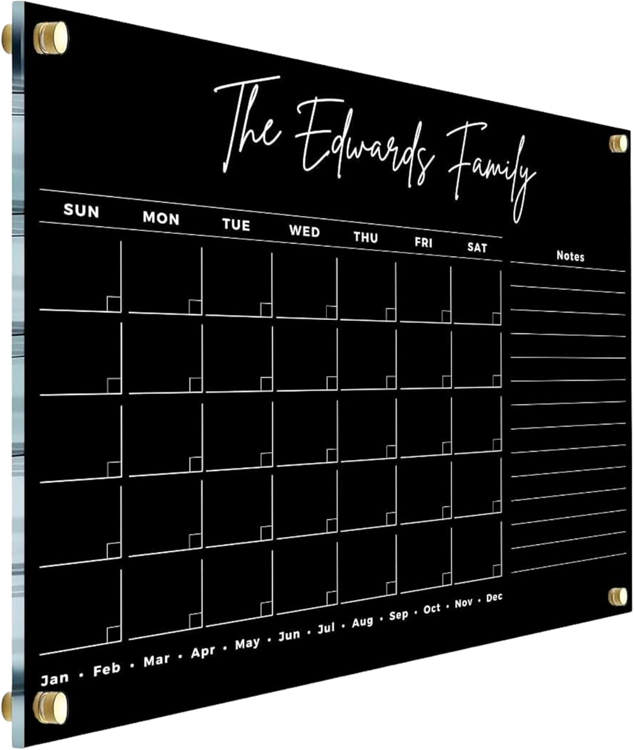 Acrylic Personalised Calendar 2025 - Dry Erase Family Planner