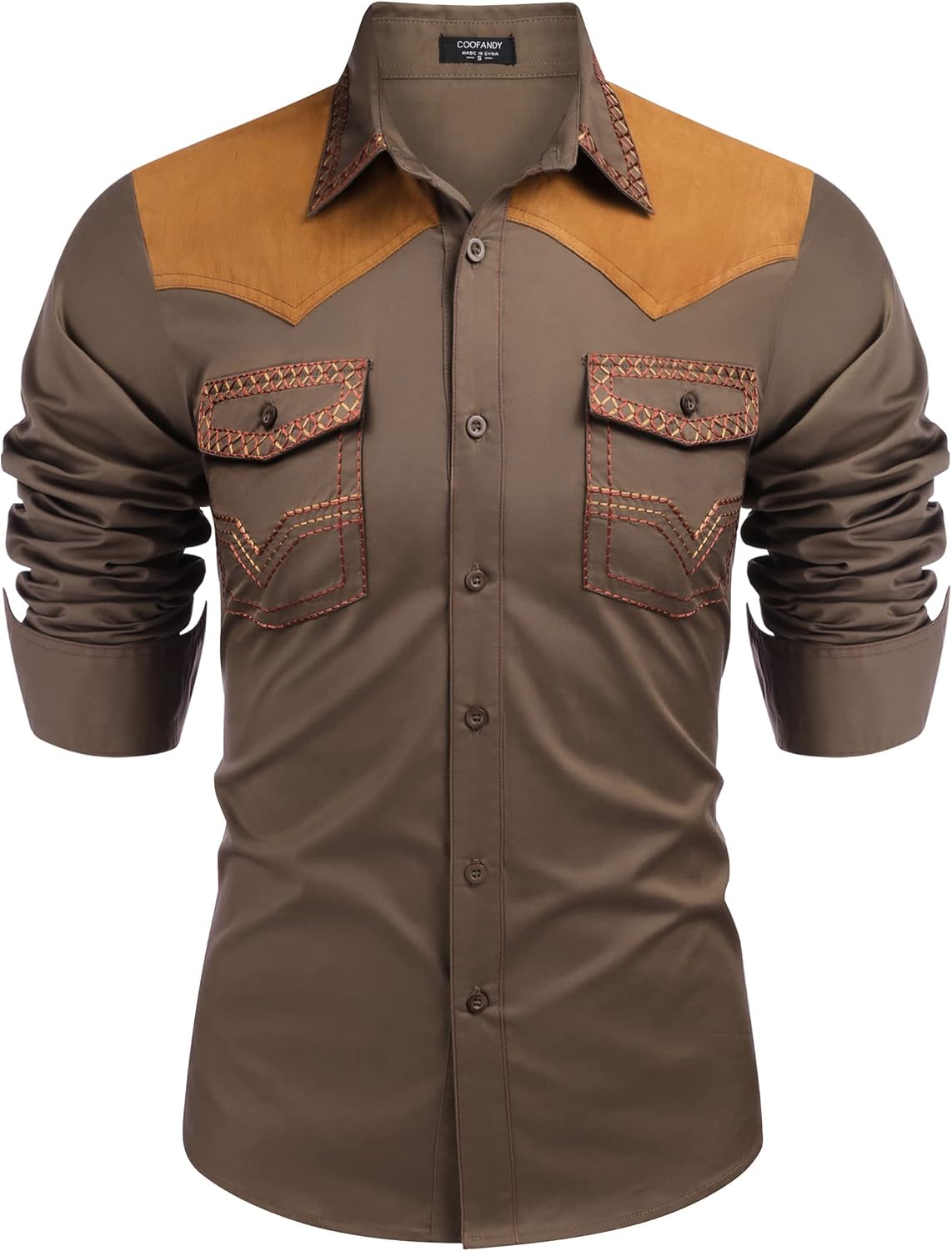 COOFANDY Men's Western Cowboy Shirt for Stylish Casual Wear