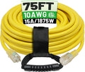 75 Ft 10/3 Outdoor Extension Cord 10 Gauge - Heavy Duty Power Cord
