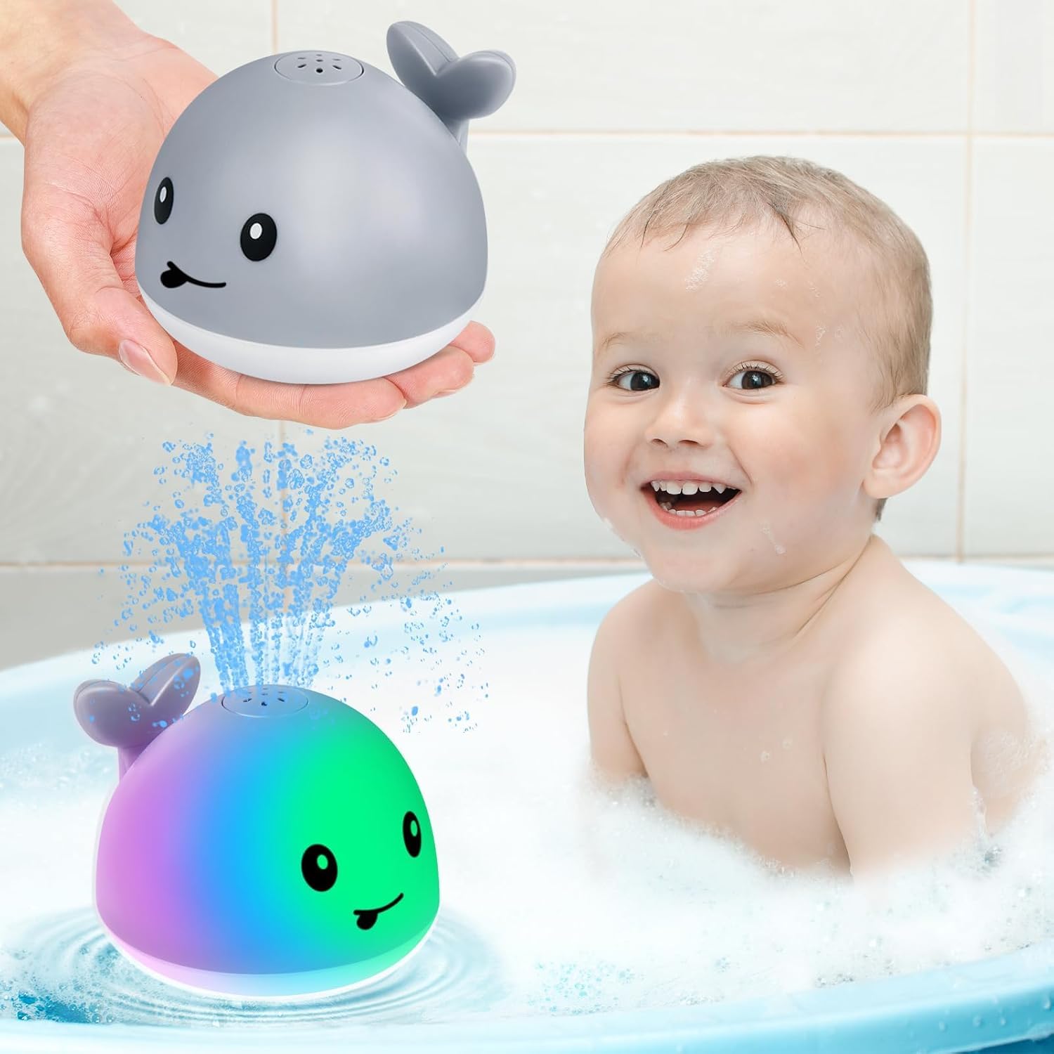 Rechargeable Light-Up Whale Sprinkler - Bath Time Fun!