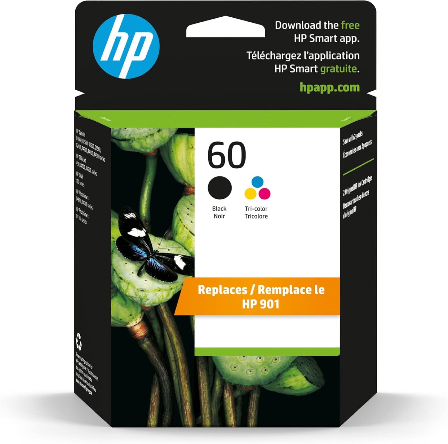 HP 60 Black and Tri-Color Ink Cartridges for Reliable Printing
