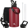Insulated Water Bottle with Straw 87 oz - Triple Lids, Long Cold