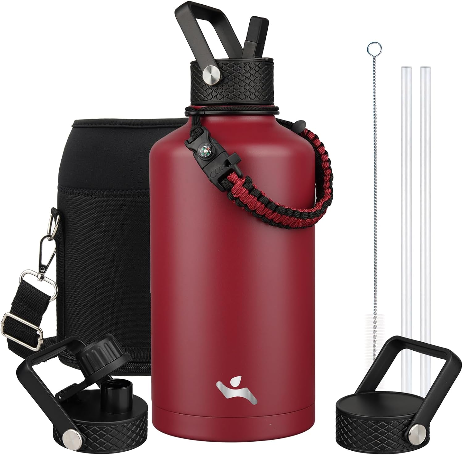 Insulated Water Bottle with Straw - 87 oz Stainless Steel Flask
