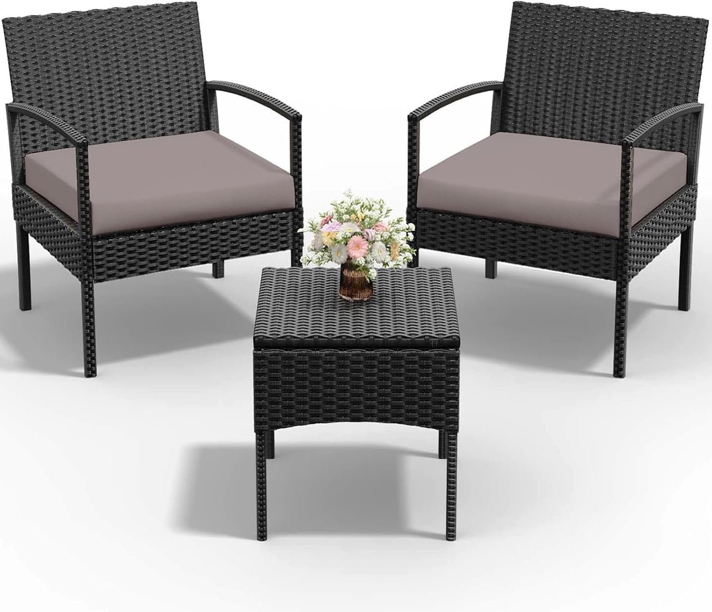 PROHIKER 3 PCS Patio Rattan Conversation Chairs Set for Outdoors