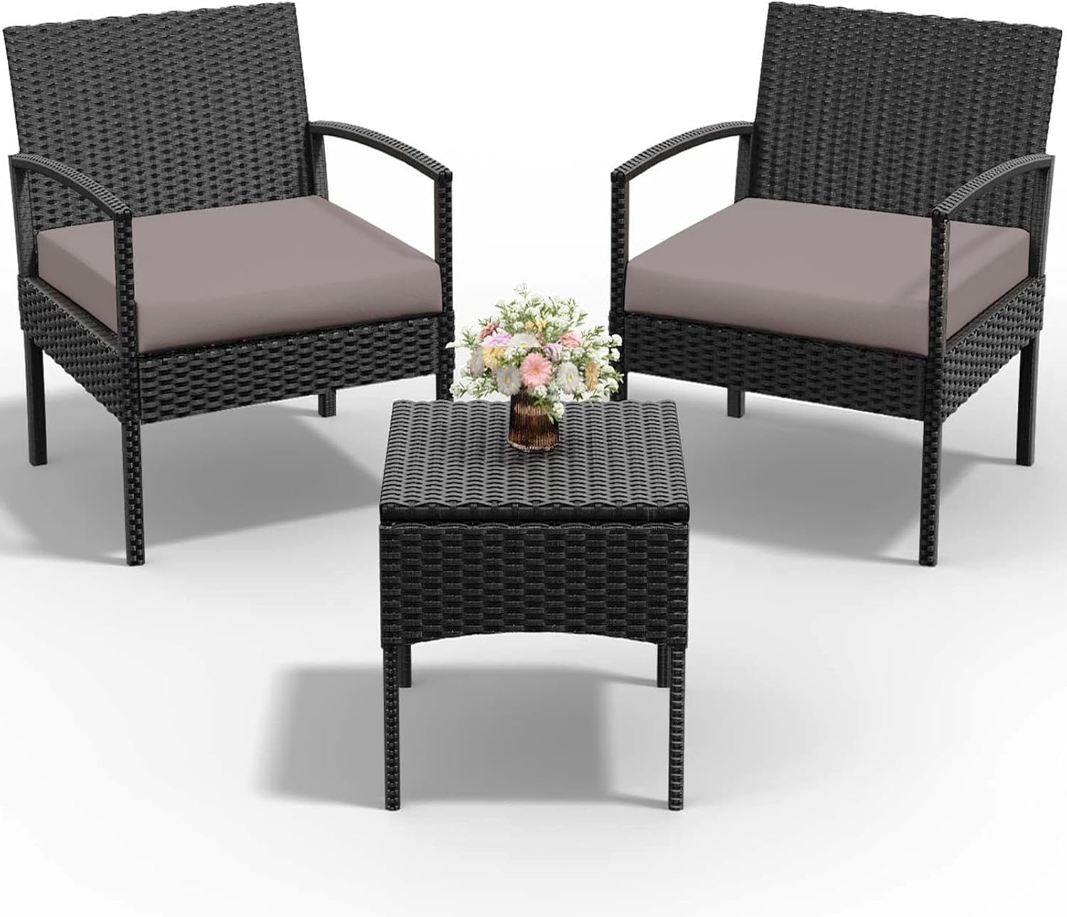 PROHIKER 3 PCS Patio Rattan Conversation Chairs Set for Outdoors