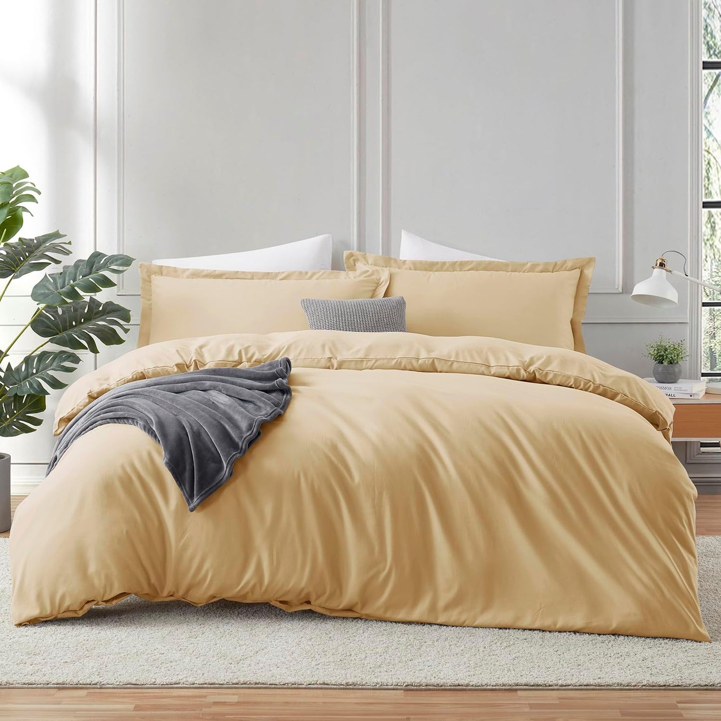 Hearth & Harbor Camel Gold Duvet Cover Set for Queen Size Beds
