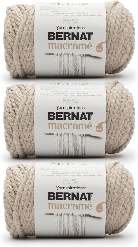 Bernat Macrame Taupe Yarn - Perfect for Knitting & Crafts