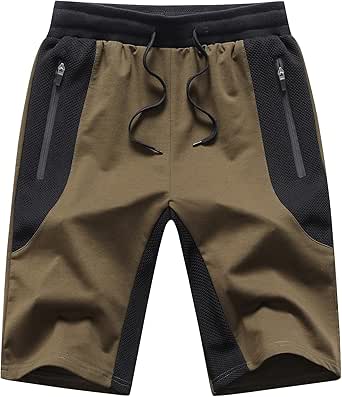 Tansozer Mens Athletic Shorts with Zip Pockets for Comfort