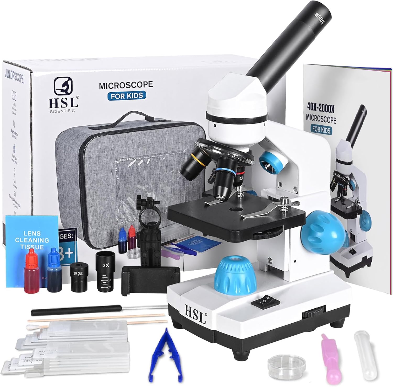 HSL Microscope for Kids - 40X-2000X Monocular for Education