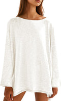Tankaneo Womens Long Sleeve Oversized Tunic Top - Lightweight Casual
