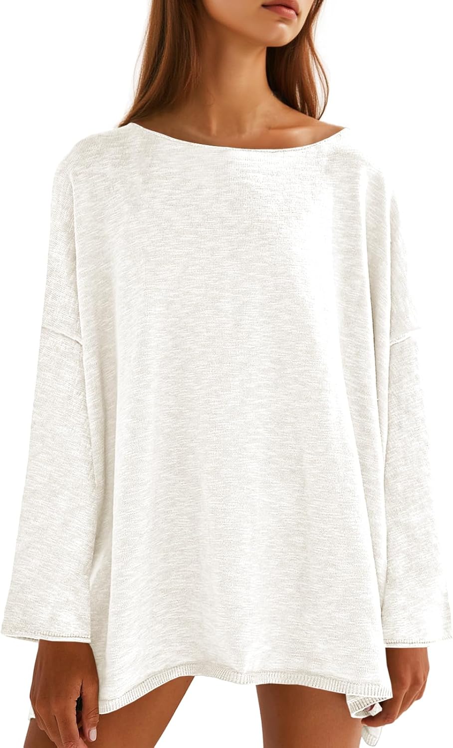 Tankaneo Womens Long Sleeve Oversized Lightweight Sweater Tunic