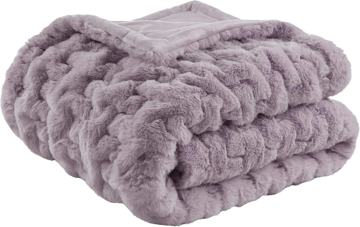 Madison Park Ruched Faux Fur Luxury Throw for Cozy Comfort