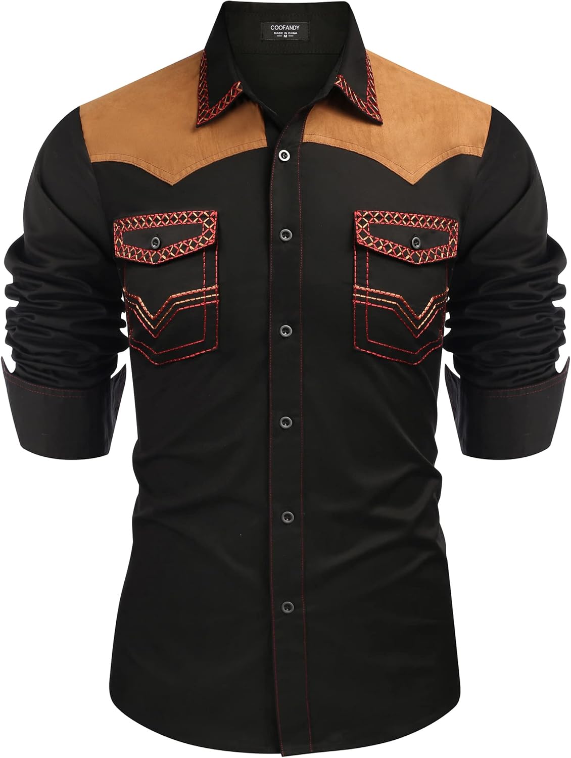 Stylish COOFANDY Men's Western Cowboy Shirt for Casual Wear