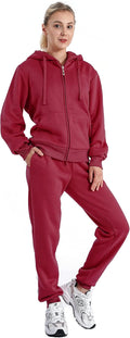 Women Sherpa Lined Track Suits 2 Piece Sweatsuit Set - Cozy Fit
