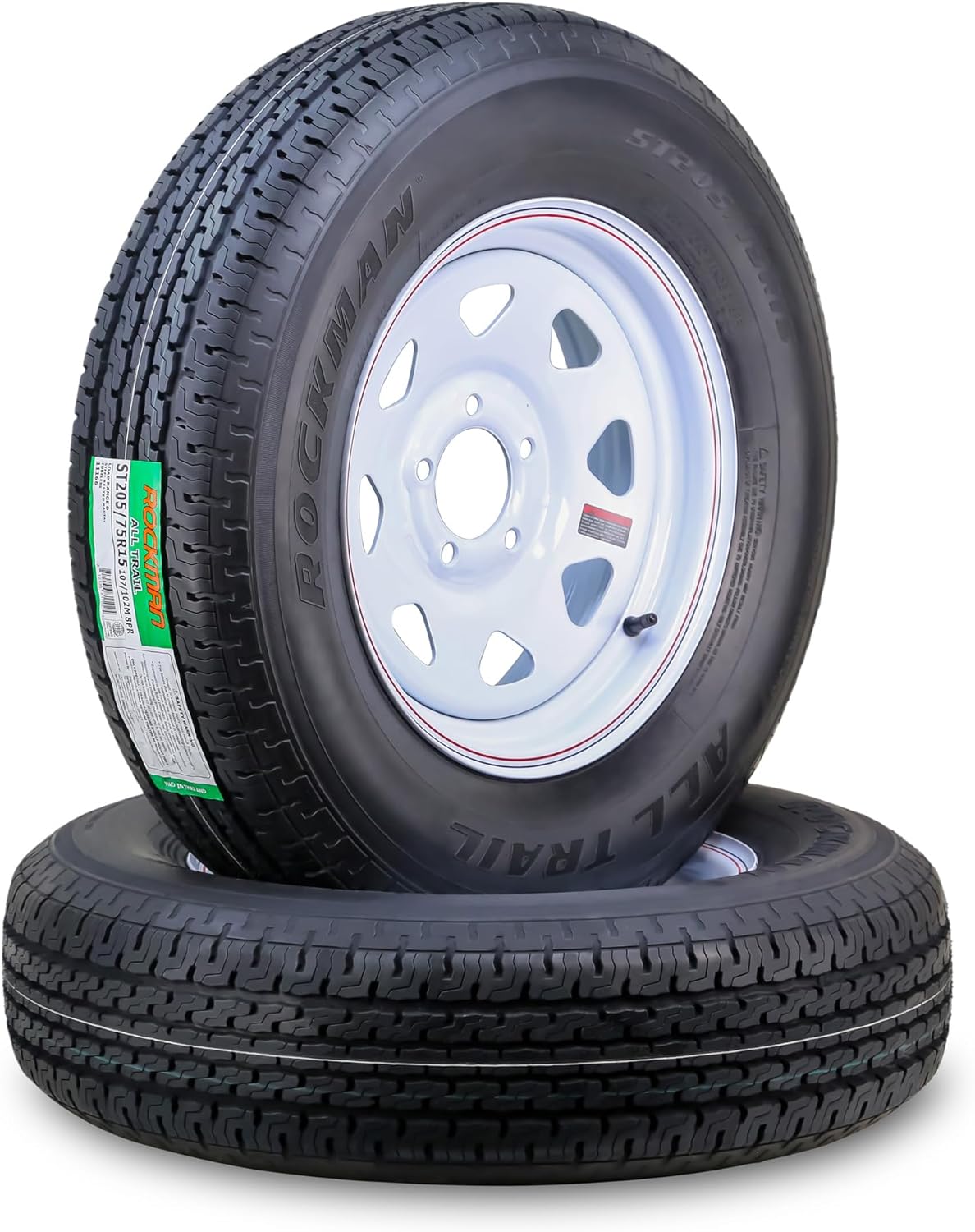 ROCKMAN Trailer Tire Wheel Assembly ST205/75R15 for Safety