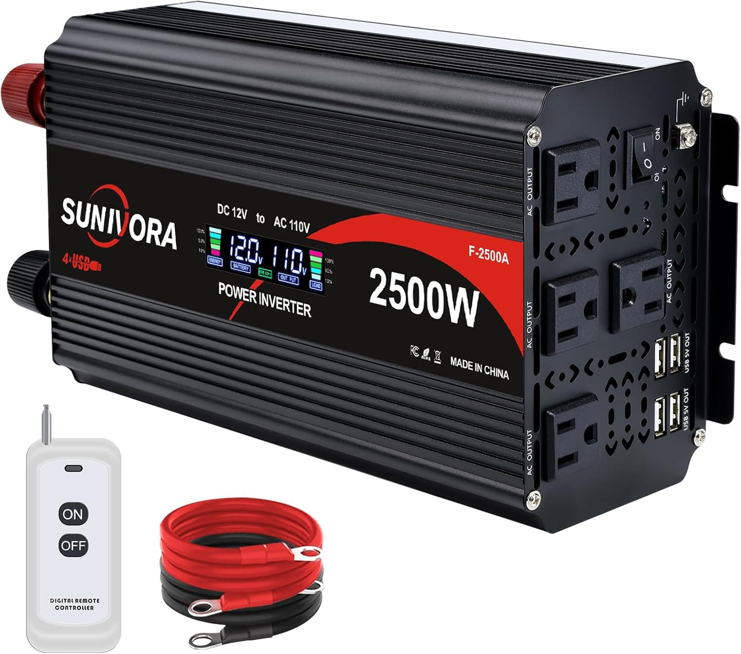2500 Watt Inverter with LCD & Remote Control for Vehicles