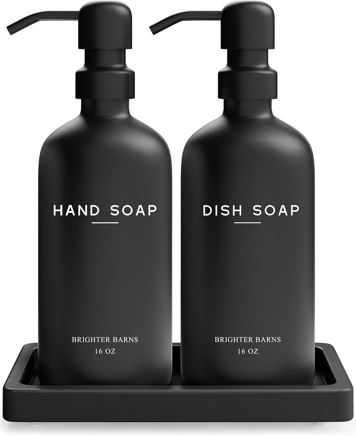 Black Glass Hand and Dish Soap Dispenser Set for Modern Homes