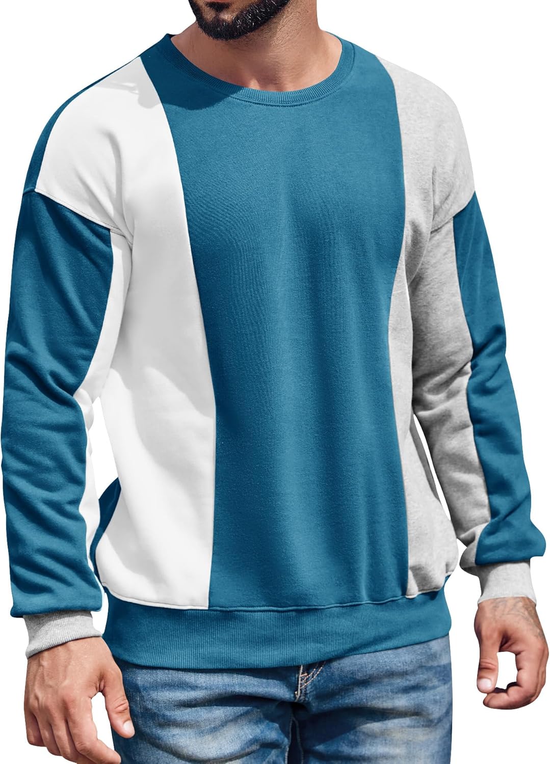 Runcati Color Block Fleece Crewneck - Cozy Fall Style