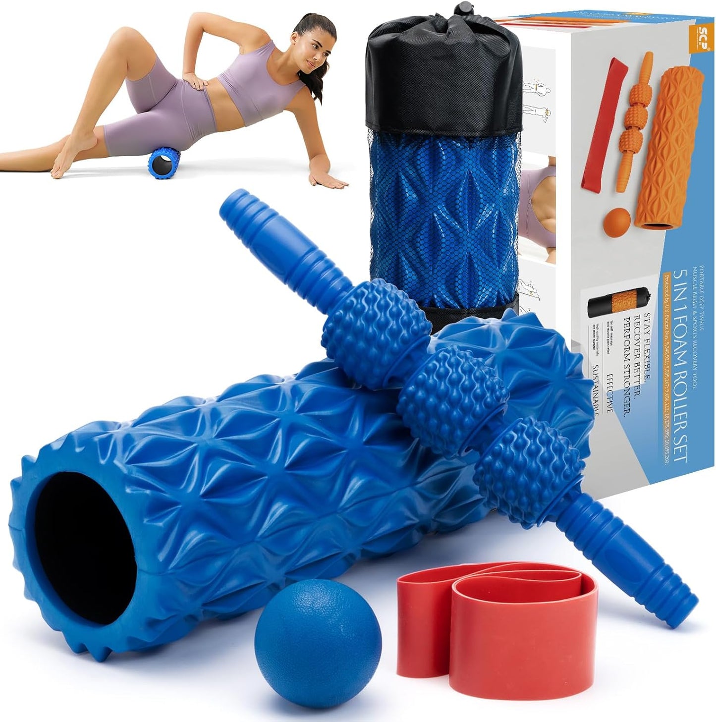 5 in 1 Foam Roller Set for Deep Muscle Massage and Fitness