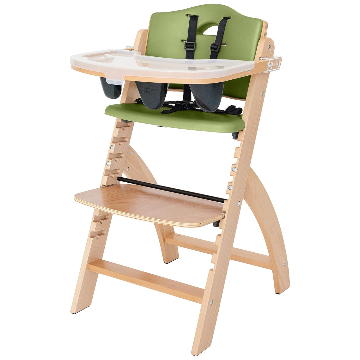 Convertible Abiie Wooden High Chair - 6m to 250lb - Water Resistant - Natural Wood & Olive