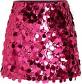Sequin Mid Waist Sparkle Skirt for Women - Silver Party Mini