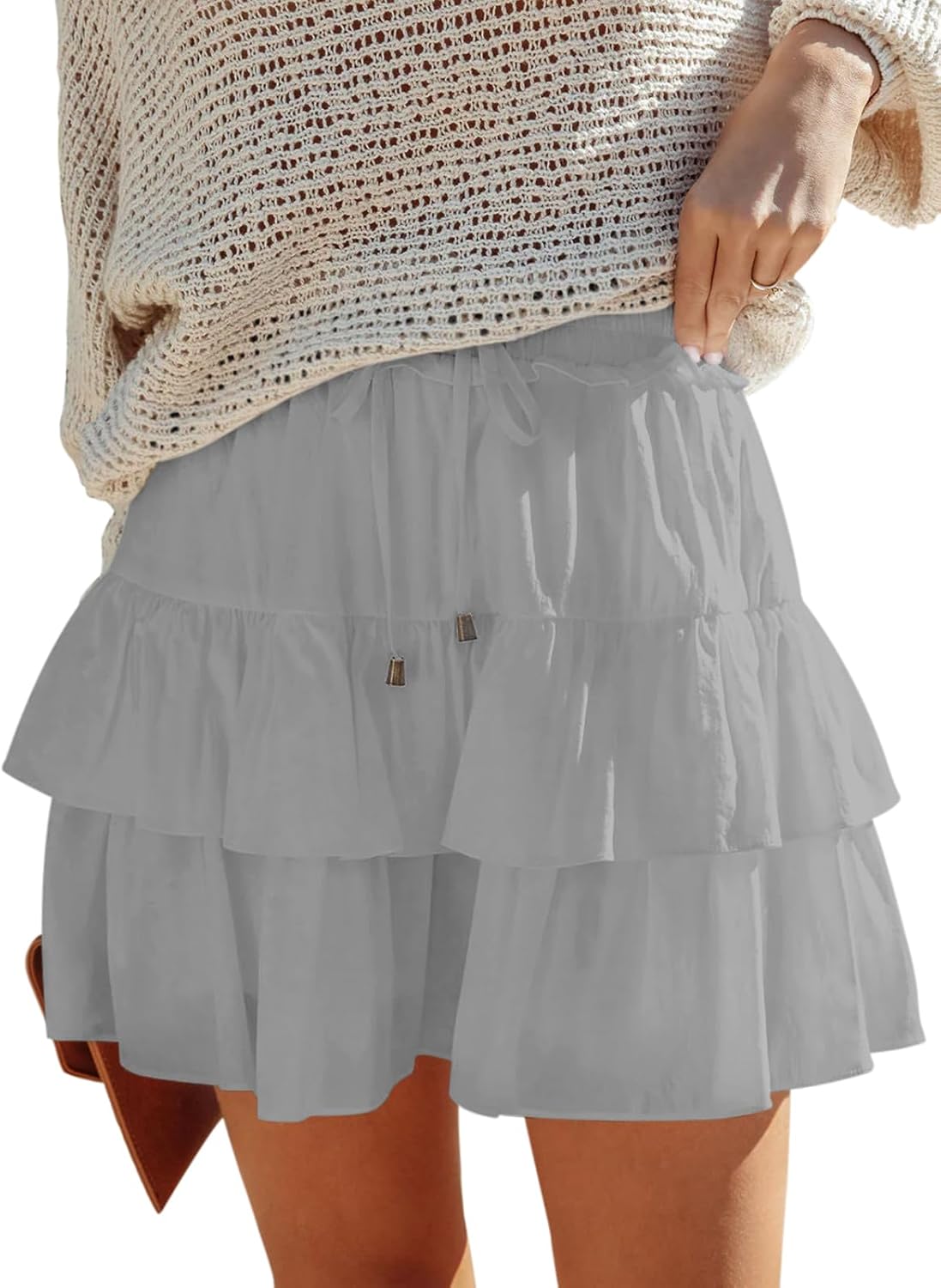 Flowy Shorts for Women Boho Ruffled Tiered Skorts Casual Wear