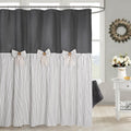 Farmhouse Grey Shower Curtain Bowknot Cotton Woven 72x72 in - Country