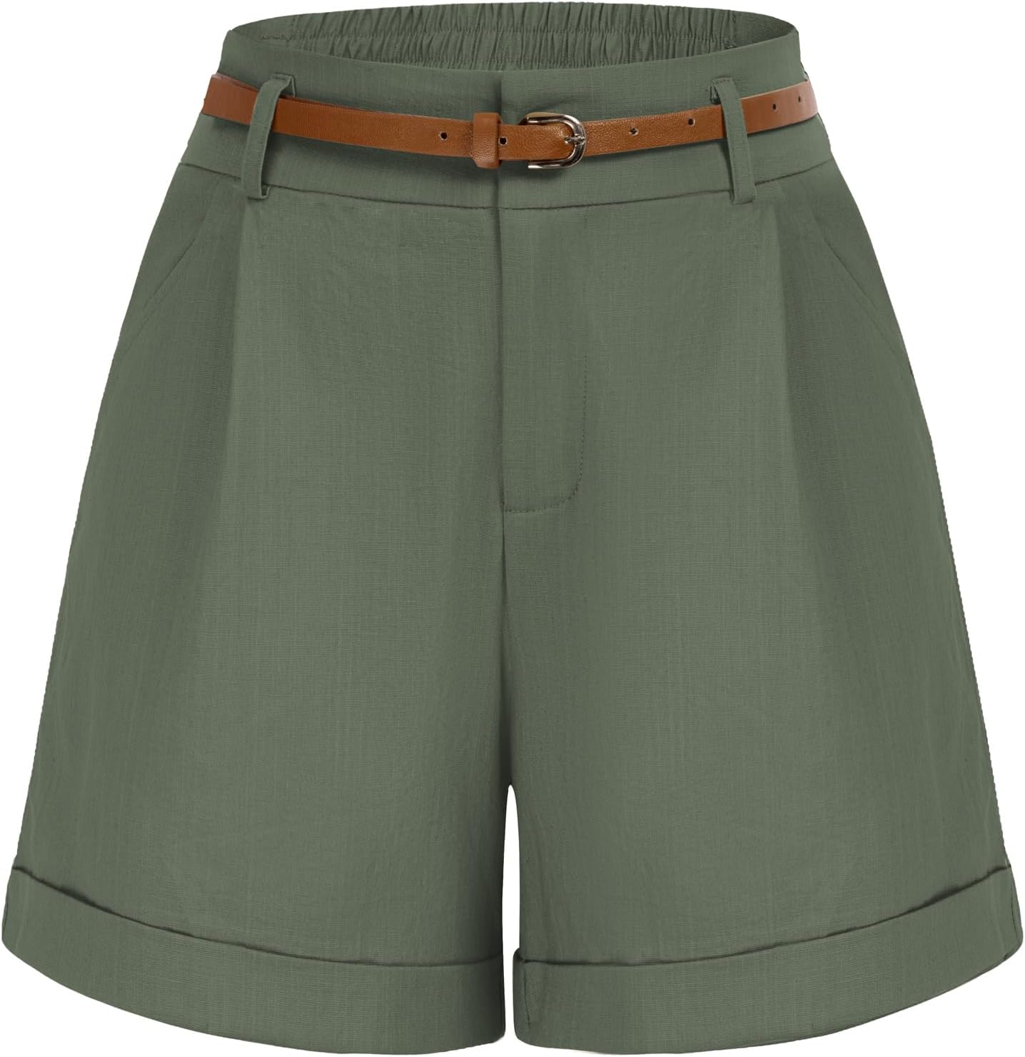 Belle Poque Women Bermuda Shorts with Elastic Waist & Pockets
