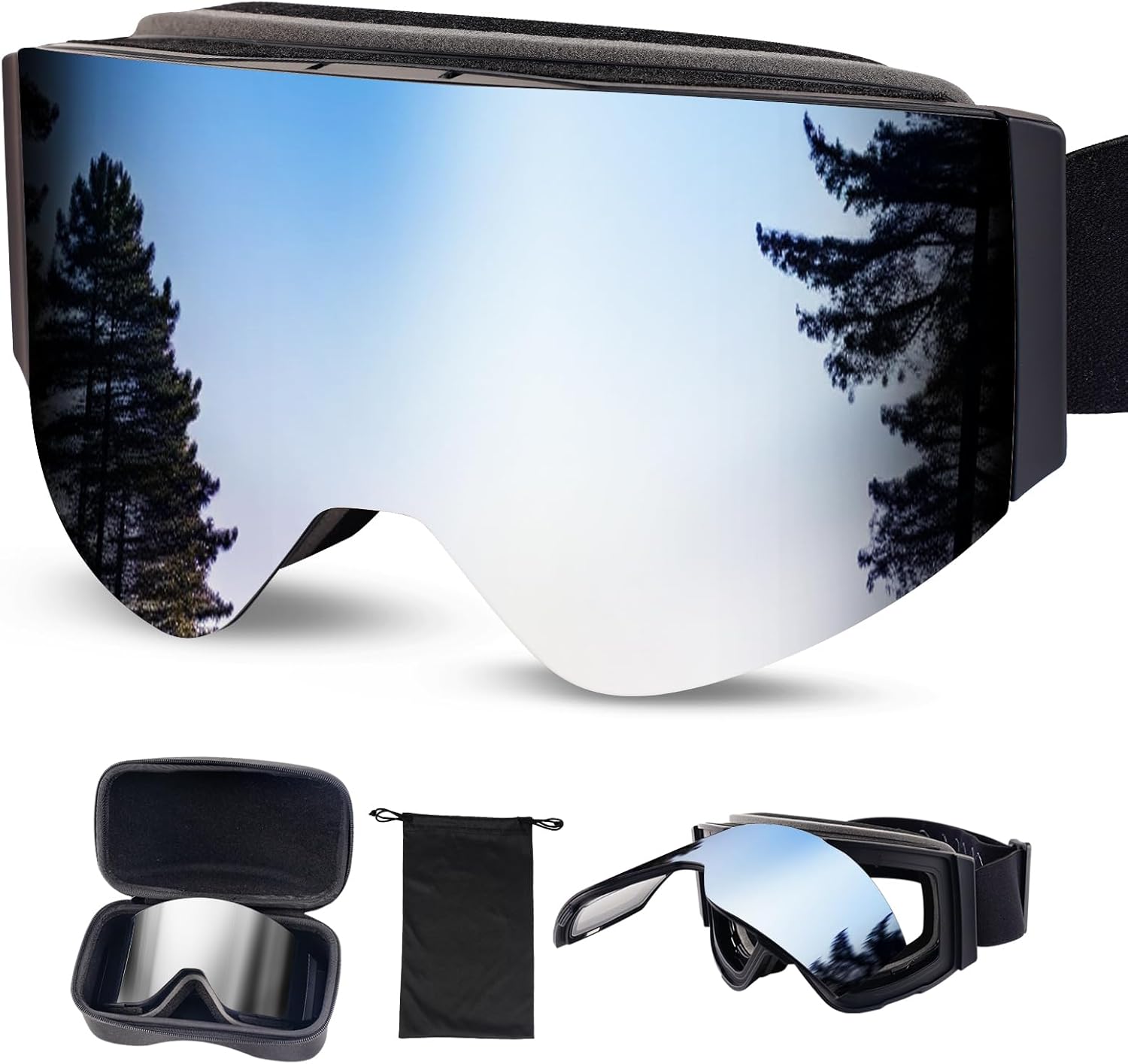 Frameless Flip Up Ski Goggles - Anti-Fog, UV Protection