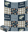 Personalized Gone Fishing Fisherman Plaid Baby Blanket with Name