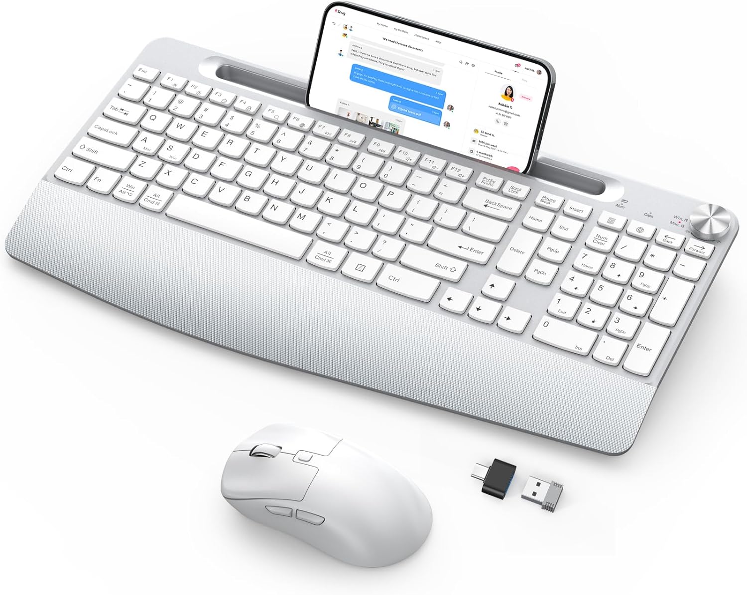 Wireless Keyboard and Mouse Combo with Ergonomic Design and Holder