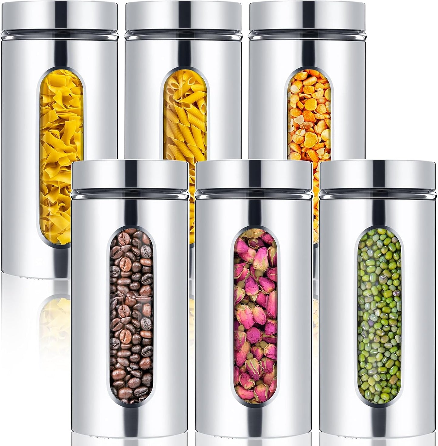 Mimorou 6 Pack Kitchen Canisters Set for Coffee Sugar Tea Storage