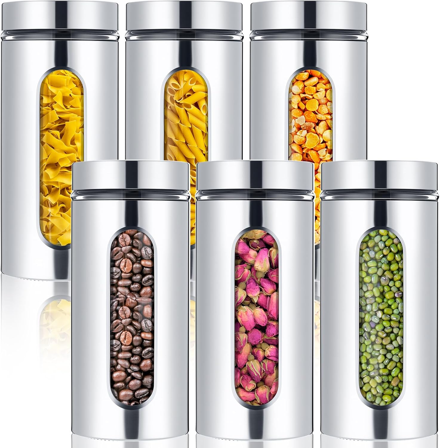 Mimorou 6 Pack Kitchen Canisters Set for Coffee Sugar Tea Storage