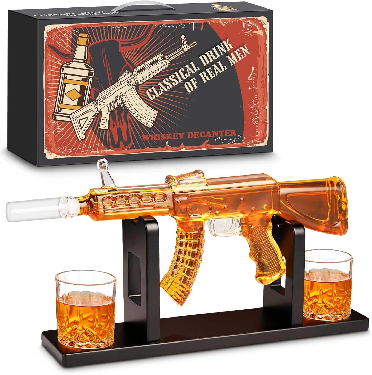 Unique Rifle-Shaped Whiskey Decanter Set for Men and Dads