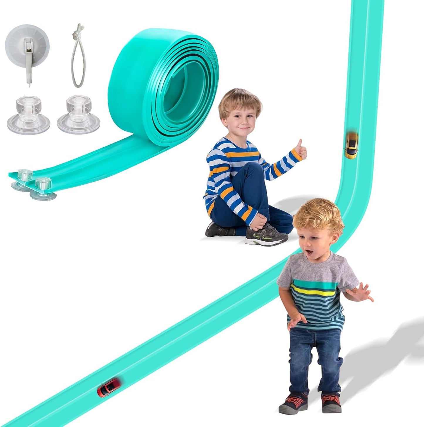Flexible Race Car Ramp Track Set for Kids with Suction Cups