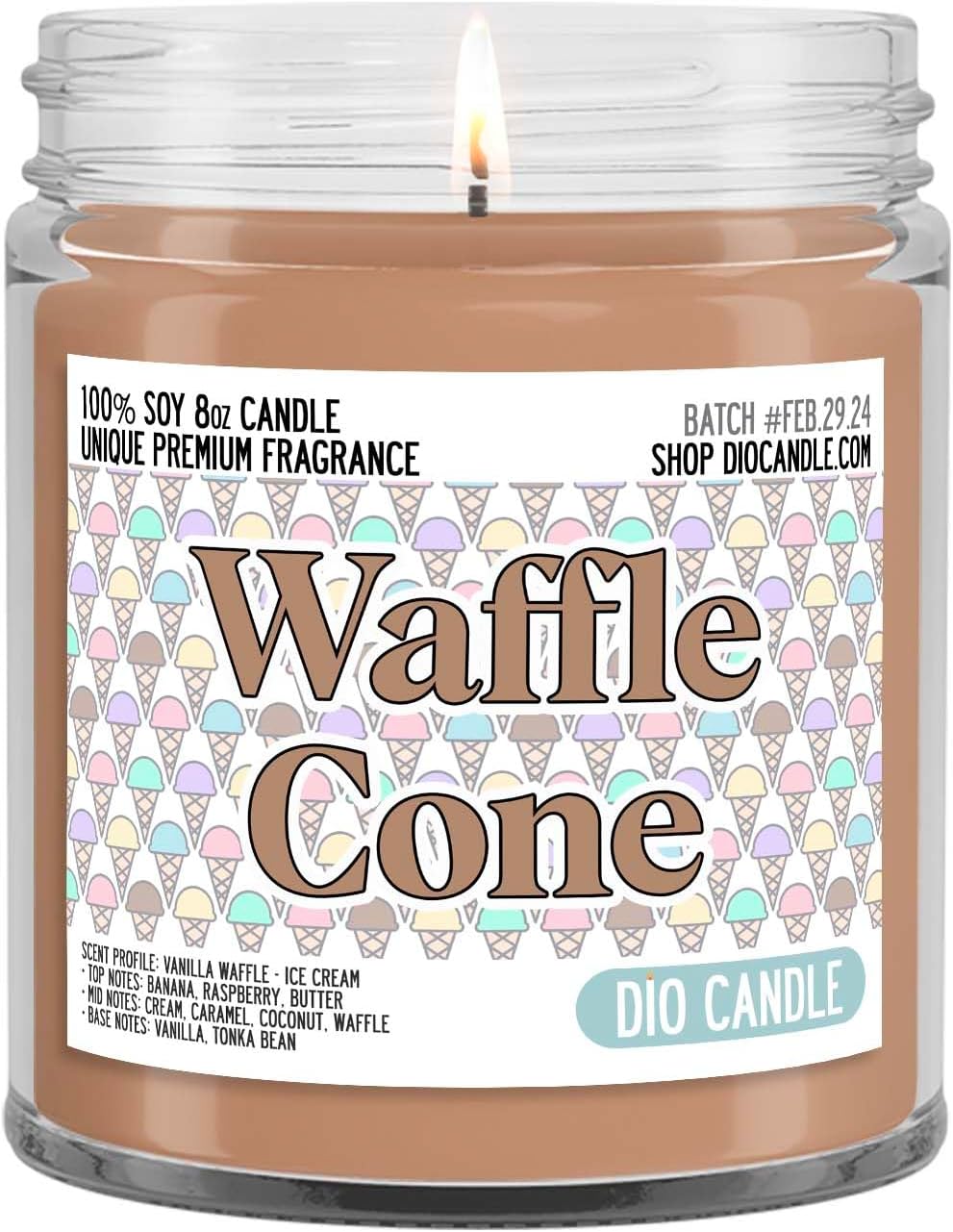 Waffle Cone Scented Candle - Handmade Vegan Soy Candle Gift
